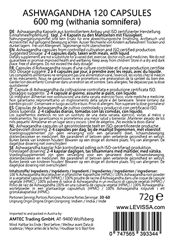Ashwagandha cápsulas 600 mg o tabletas 1000 mg - producto natural puro - baya durmiente, cereza de invierno, ginseng indio (120 cápsulas)