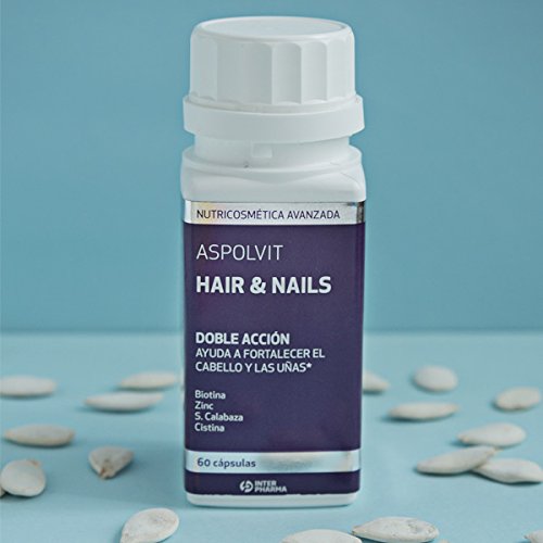 ASPOLVIT Hair&Nails - Suplemento Zinc para Fortalecer Cabello y Uñas para Hombres y Mujeres, Apto para Celiacos, 60 Cápsulas