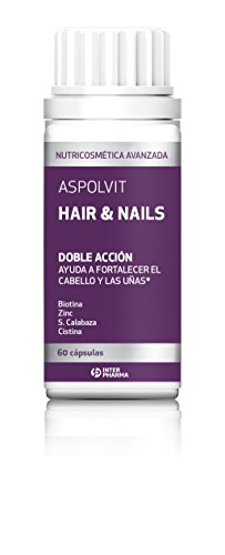 ASPOLVIT Hair&Nails - Suplemento Zinc para Fortalecer Cabello y Uñas para Hombres y Mujeres, Apto para Celiacos, 60 Cápsulas