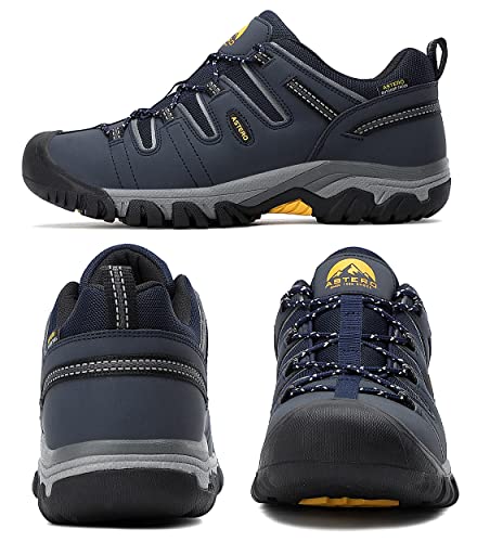 ASTERO Zapatillas Trekking Hombre Zapatos Senderismo Transpirable Bajos Botas de Montaña Antideslizantes AL Aire Libre Sneakers Apto Todas Estaciones Tamaño 41-46(Azul Oscuro, Numeric 45)