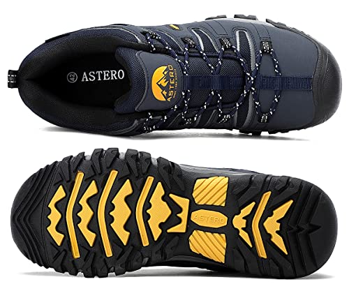 ASTERO Zapatillas Trekking Hombre Zapatos Senderismo Transpirable Bajos Botas de Montaña Antideslizantes AL Aire Libre Sneakers Apto Todas Estaciones Tamaño 41-46(Azul Oscuro, Numeric 45)