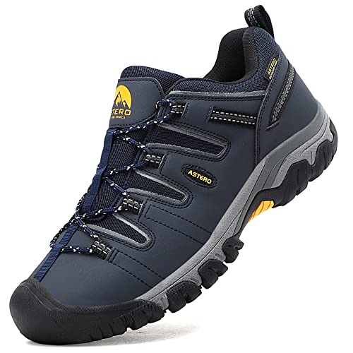 ASTERO Zapatillas Trekking Hombre Zapatos Senderismo Transpirable Bajos Botas de Montaña Antideslizantes AL Aire Libre Sneakers Apto Todas Estaciones Tamaño 41-46(Azul Oscuro, Numeric 45)