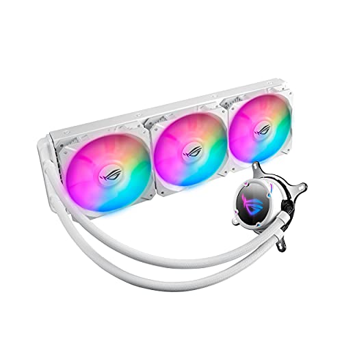ASUS ROG STRIX LC 360 RGB White Edition, Cooler CPU All-in-One ROG, con iluminación Addressable RGB, Aura Sync, revestimiento de bomba NCVM y ventilador del radiador ROG 120 mm