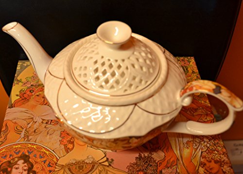 Atelier Harmony Alfons Mucha - Juego de café (3 piezas, porcelana), diseño de flores