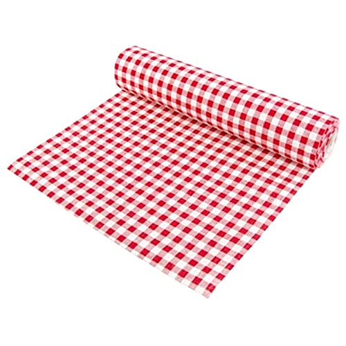 Au plaisir des Ojos Camino de mesa Guinguette de lino Vichy rojo, 5 m x 29 cm