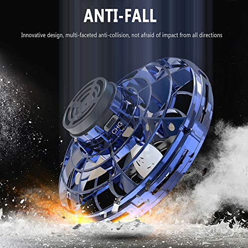 Aumotop UFO Mini Drone, Fingertip Upgrade Flying Spinner Juguete de Descompresión para Adultos y Niños, Control de Mano de 360° Rotación con Luces LED