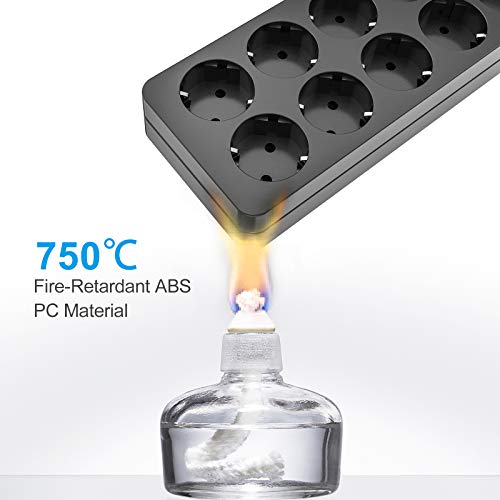 AUOPLUS Regleta Enchufes 10 Tomacorrientes（16A/4000W y 3 Carga Inteligente Puertos USB（3.1A/15.5W,Proteccion contra Sobretencion y Sobrecorriente,Montaje en Pared con Cable 2m