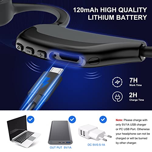 Auriculares De Conducción ósea, Bluetooth 5.0 Conducción ósea Inalámbrica para Correr, Andar En Bicicleta, Correr-Gris