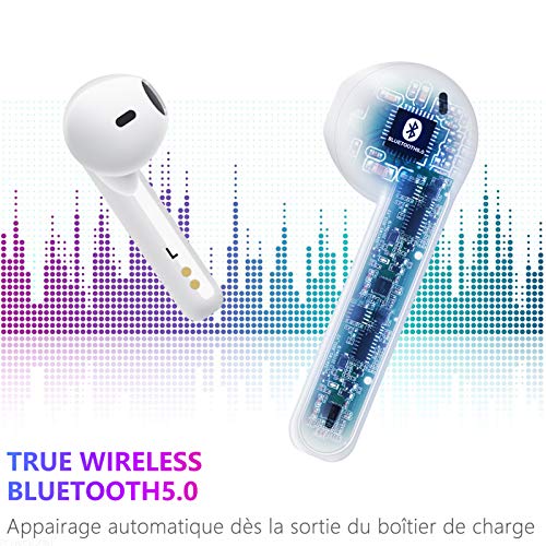 Auriculares Inalámbricos Aoslen Auriculares Bluetooth 5.1 Reproducción de 36 Horas Estéreo HiFi Control Táctil con Micrófono IPX6 Impermeabile, para iPhone Huawei Xiaomi Samsung Android