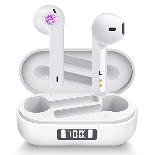 Auriculares Inalámbricos Aoslen Auriculares Bluetooth 5.1 Reproducción de 36 Horas Estéreo HiFi Control Táctil con Micrófono IPX6 Impermeabile, para iPhone Huawei Xiaomi Samsung Android