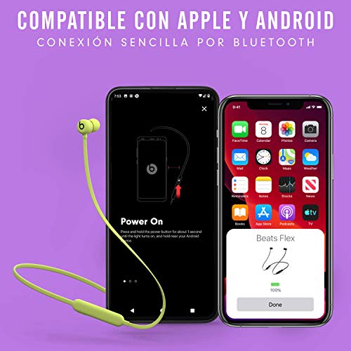 Auriculares inalámbricos Beats Flex – Chip Apple W1, Auriculares magnéticos, Bluetooth de Clase 1, 12 Horas de Sonido ininterrumpido - Amarillo