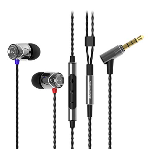 Auriculares internos con micrófono, SoundMAGIC Auriculares con Cable para teléfonos Inteligentes, Conector Universal de 3,5 mm, cancelación de Ruido, Graves potentes(E10C, Gunmetal)