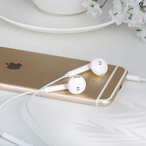 Auriculares MAS CARNEY WH6 estéreo con micrófono y Control de Volumen Compatible con teléfono móvil, computadora, computadora portátil, MP3 (Paquete de 2, Blanco)