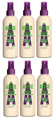 Aussie Hemp Calm the Frizz Spray desenredante (paquete de 6 x 250 ml) para cabello encrespado, con extracto de semilla de cáñamo australiano. Deja en spray acondicionador ligero. Botellas reciclables.