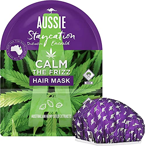 Aussie Mascarilla Pelo Pack + Gorro De Ducha Reutilizable, Mascarilla Paraiso de Hidratación, Mascarilla Doma el Encrespamiento