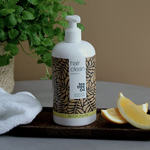 Australian Bodycare Champú para cabello seco 500ml | Con aceite de árbol de té y Mirto Limón | Anticaspa, Anti-picazón | Para el cuidado diario del cuero cabelludo, psoriasis o eczema | 100% vegano