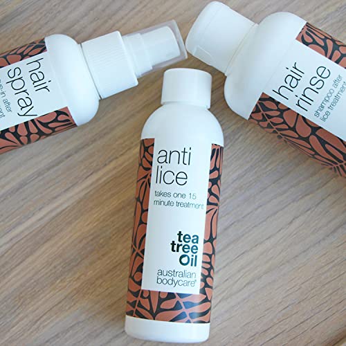 Australian Bodycare - Kit contra piojos para la cabeza | 3 Productos para remoción de liendres con Tea Tree Oil | Tratamiento antipiojos de 15 min, spray de prevención y champú para a familia