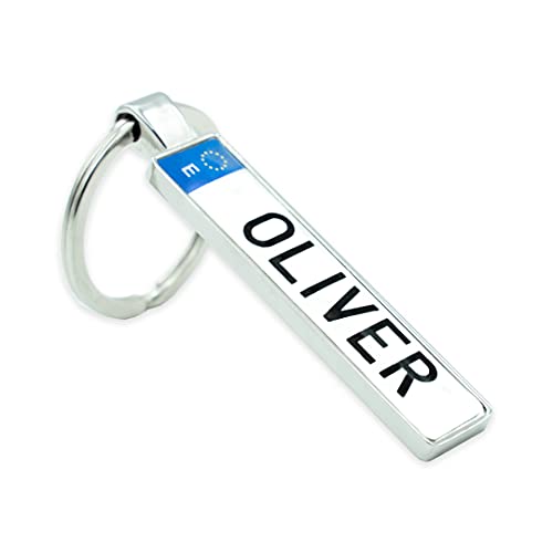 Autodomy Llavero Matrícula Personalizada Coche (Plata)