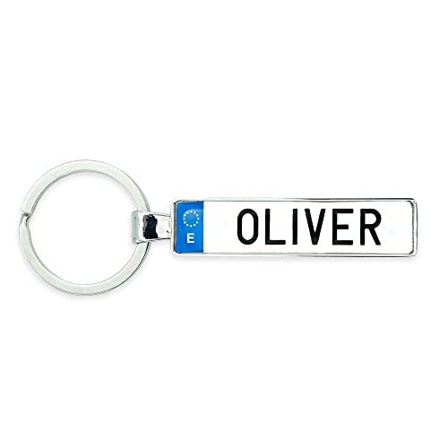 Autodomy Llavero Matrícula Personalizada Coche (Plata)
