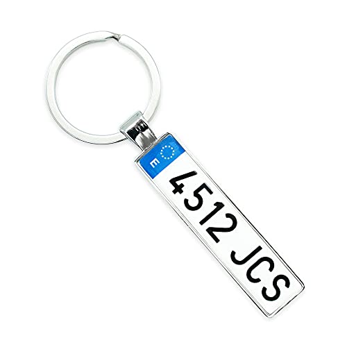Autodomy Llavero Matrícula Personalizada Coche (Plata)