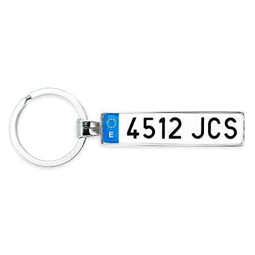 Autodomy Llavero Matrícula Personalizada Coche (Plata)