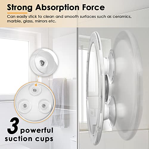 Auxmir 10X Espejo de Maquillaje 15cm con 3 Ventosa, Espejo de Aumento para Pared Baño, Espejo Portátil Redondo para Viaje, Blanco