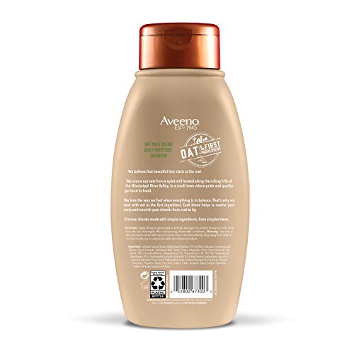 Aveeno Champú de mezcla de leche de avena calmante para la humedad diaria y la alimentación ligera, champú sin sulfatos, sin tintes ni parabenos, 12 onzas líquidas