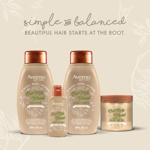 Aveeno Champú de mezcla de leche de avena calmante para la humedad diaria y la alimentación ligera, champú sin sulfatos, sin tintes ni parabenos, 12 onzas líquidas