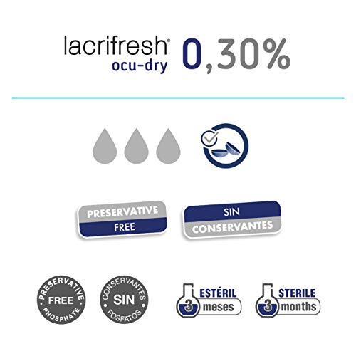 Avizor Lacrifresh Ocu-Dry 0.30%. Frasco de 10ml de gotas oculares para aliviar los síntomas de la irritación ocular.