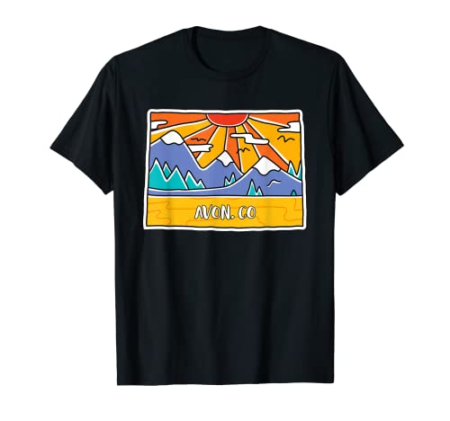 Avon, CO Colorado Mountains Arte al aire libre retro puesta de sol Camiseta