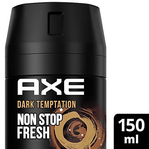 Axe Dark Temptation Spray corporal, desodorante sin aluminio combate las bacterias y los olores desagradables, 150 ml, 3 unidades