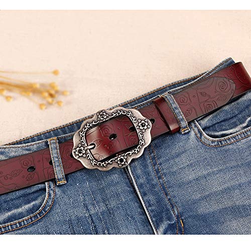 AXWT Cabeza de Vaca señoras de la Correa de Cuero Puro Cuero de la Correa de Cuero de los Pantalones Vaqueros de los Hombres de la Correa literaria Ocio Salvaje Cinturón