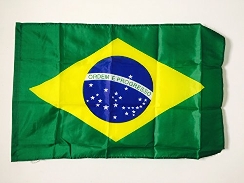 AZ FLAG Bandera de Brasil 90x60cm para un Palo - Bandera BRASILEÑA 60 x 90 cm Poliester Ligero