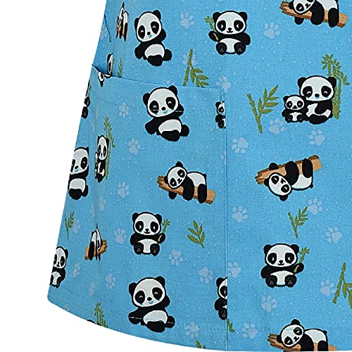 B-well Bambina - Casaca de mujer de manga corta con cuello de pico y estampado, para uso sanitario, Pandas., S