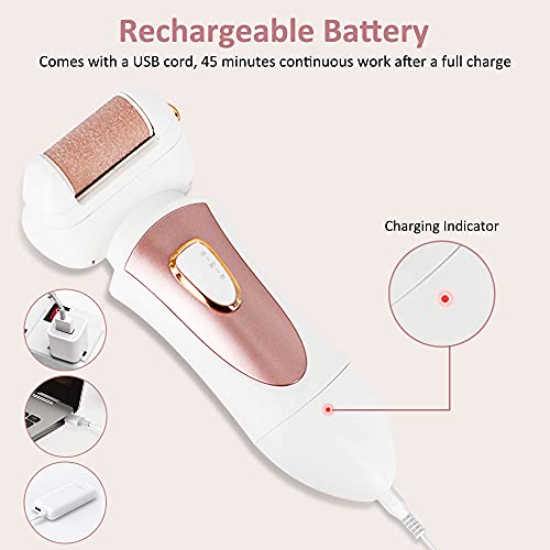 Babacom Lima Electrica Pies, Pedicura Electrico Impermeable Recargable con 2 Cabezales de Rodillo [Grueso & Fino], Lima Pies Profesional Cuidado de Pies