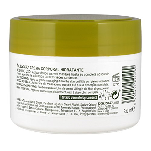 Babaria Aceite De Oliva Crema Nutritiva Corporal - 250 Ml, Blanco, 12 Unidad
