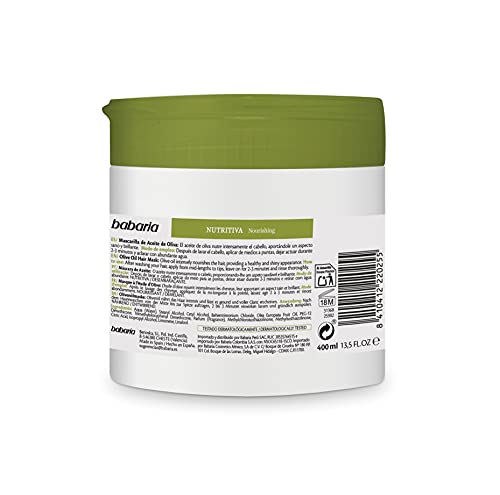 Babaria – Mascarilla Capilar De Aceite De Oliva – 400 Ml, Blanco, Fresco