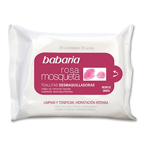 Babaria - Toallitas Desmaquilladoras Rosa Mosqueta, 20 Uds