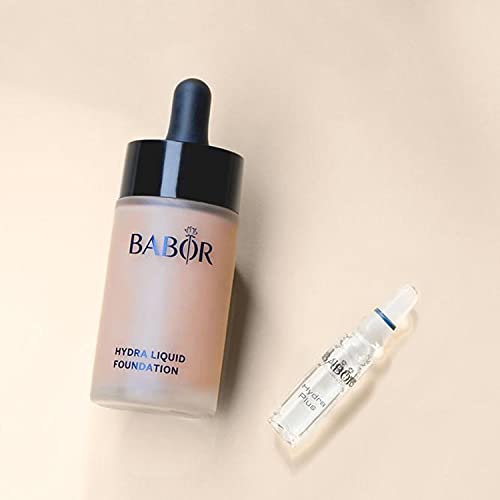 BABOR MAKE UP Hydra Liquid Foundation Base de maquillaje para pieles secas con ácido hialurónico, de cobertura media-alta y larga duración, tono 06 natural, en formato de 1 x 30 ml