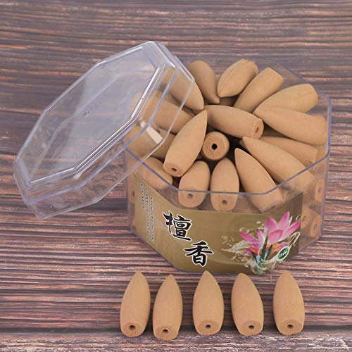 Backflow Incense Cones 70pcs Backflow Incense Rose Lily Osmanthus Sandalwood Agarwood Ambrosia Wormwood Odor Backflow Conos para Backflow Incense Holder Holder(Sandalwood)