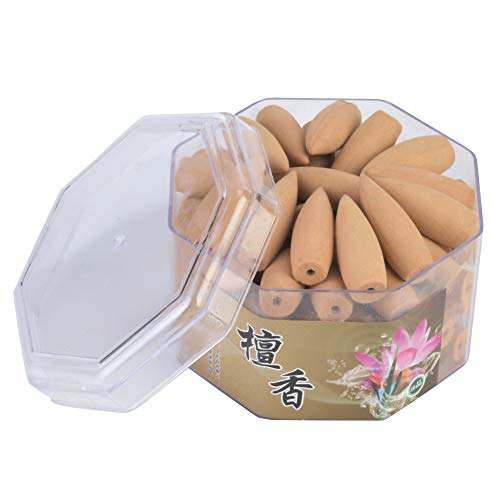 Backflow Incense Cones 70pcs Backflow Incense Rose Lily Osmanthus Sandalwood Agarwood Ambrosia Wormwood Odor Backflow Conos para Backflow Incense Holder Holder(Sandalwood)
