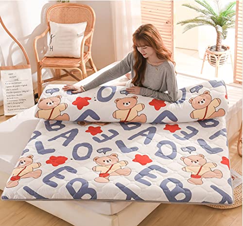 BAFULAN Futon Colchón Tatami, Colchon Tatami Japones Suelo Suave, Dormitorio Estudiantes Hogar Colchón Futón, Colchón Plegable Enrollable, Cama Portatil Adulto Dormir,Letters,Twin