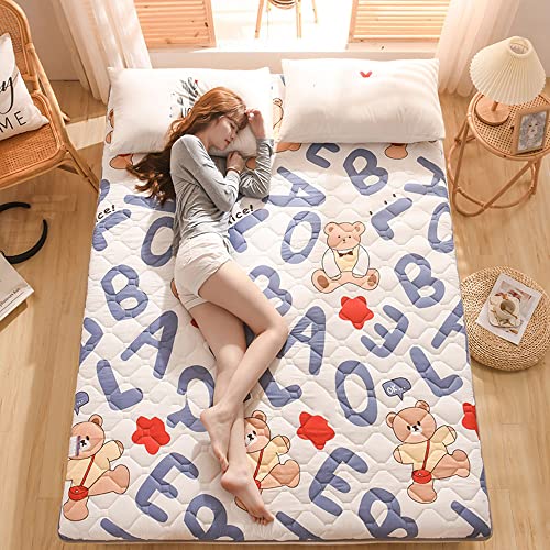 BAFULAN Futon Colchón Tatami, Colchon Tatami Japones Suelo Suave, Dormitorio Estudiantes Hogar Colchón Futón, Colchón Plegable Enrollable, Cama Portatil Adulto Dormir,Letters,Twin