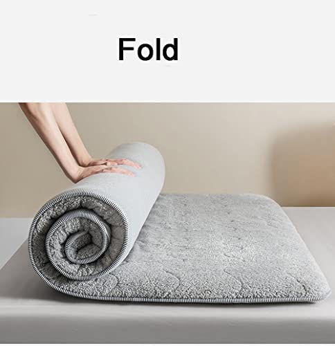 BAFULAN Futon Japones, Colchón Plegable Futón, Suelo Tatami Antideslizante Colchón, Suave, Doble Colchón Individual, para Familia, Invitados, Estudiantes,Gris,Twin
