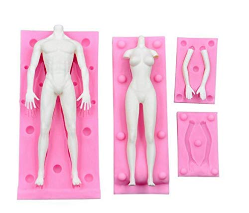 Baifeng 3D Varón y Mujer Todo Cuerpo Modelos Molde Silicona, Fondant, Chocolate, Cubito Hielo, Jelly Decoración de Tartas Cocina Horneado Herramientas, Bricolaje - Varón y Mujer Modelo, one size