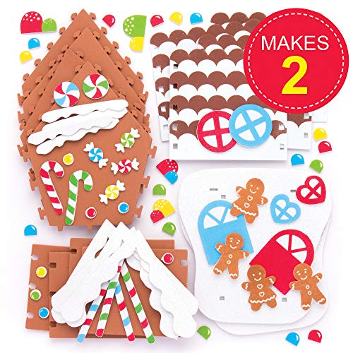 Baker Ross Kits de casa de pan de jengibre de espuma: suministros creativos de arte y manualidades navideños para que los niños hagan y decoren (paquete de 2)
