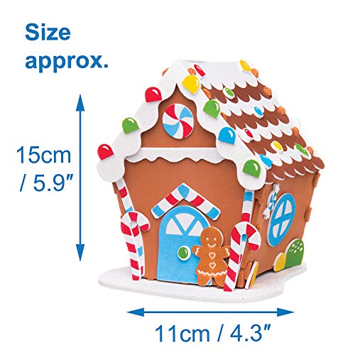 Baker Ross Kits de casa de pan de jengibre de espuma: suministros creativos de arte y manualidades navideños para que los niños hagan y decoren (paquete de 2)