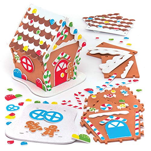Baker Ross Kits de casa de pan de jengibre de espuma: suministros creativos de arte y manualidades navideños para que los niños hagan y decoren (paquete de 2)
