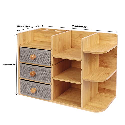 Bambú-Maquillaje-Cosmético-Organizador de almacenamiento, Multifunción de madera Cosméticos de gran capacidad, organizador de cosméticos, caja organizadora de bambú natural