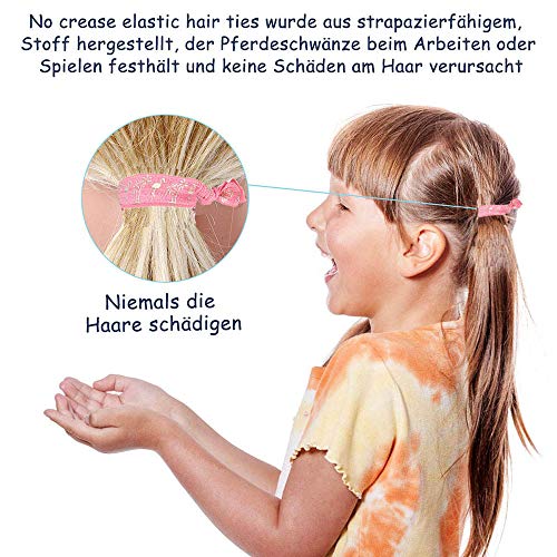 Banda de Pelo Elástico de Unicornio, 20 Piezas Cola de Caballo Cinta Elástica Pulsera, Encaje Elástica Pelo Banda, Accesorio de Peinado con Coleta para Mujeres y Niñas